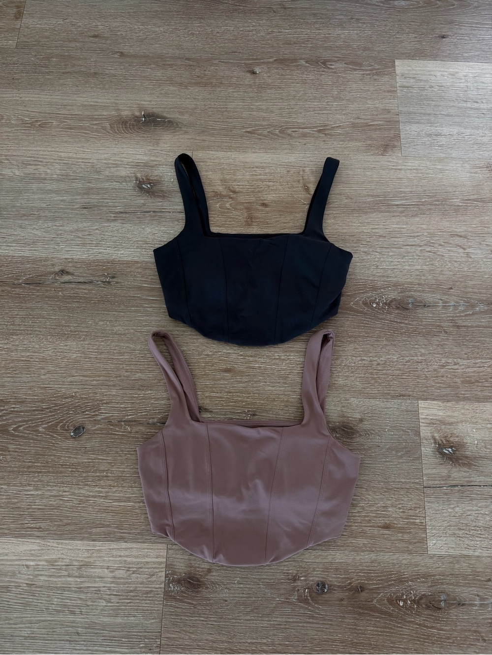 Women’s Square Neck Cropped Tank Top Bundle — Black & Mauve
